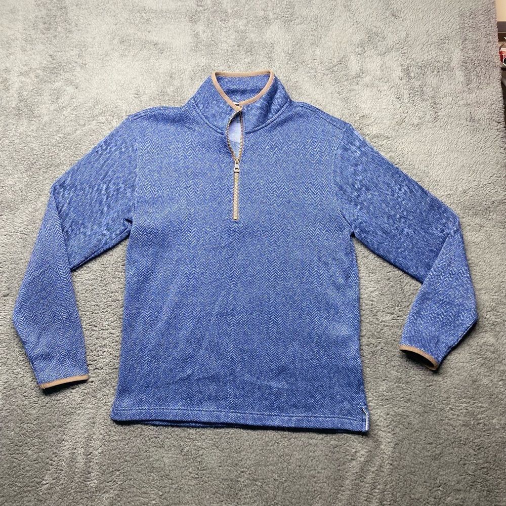 Weatherproof Vintage Men’s Medium  1/4 Zip Sweater Polyester Blue Chevron